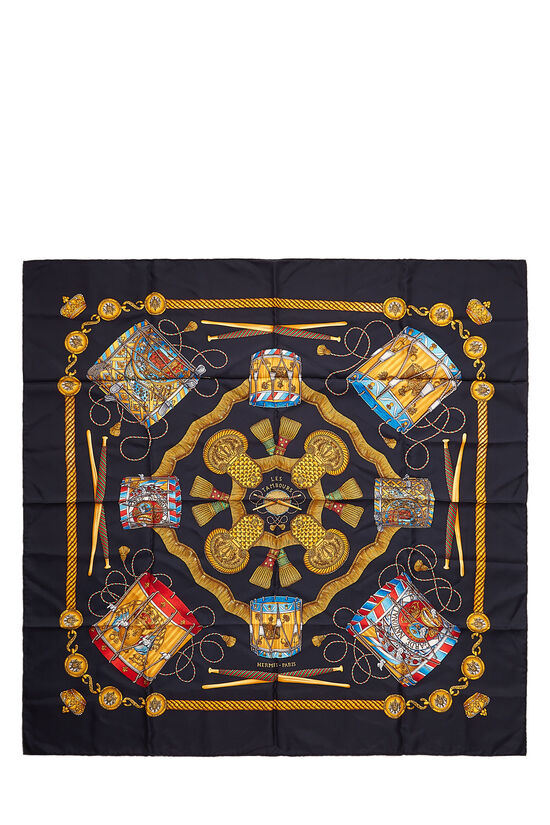 Black & Multicolor 'Les Tambours' Silk Scarf 90, , large image number 0