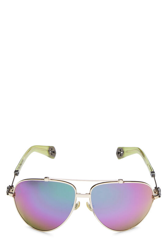 Multicolor Metal Stoned Aviator Sunglasses, , large image number 0