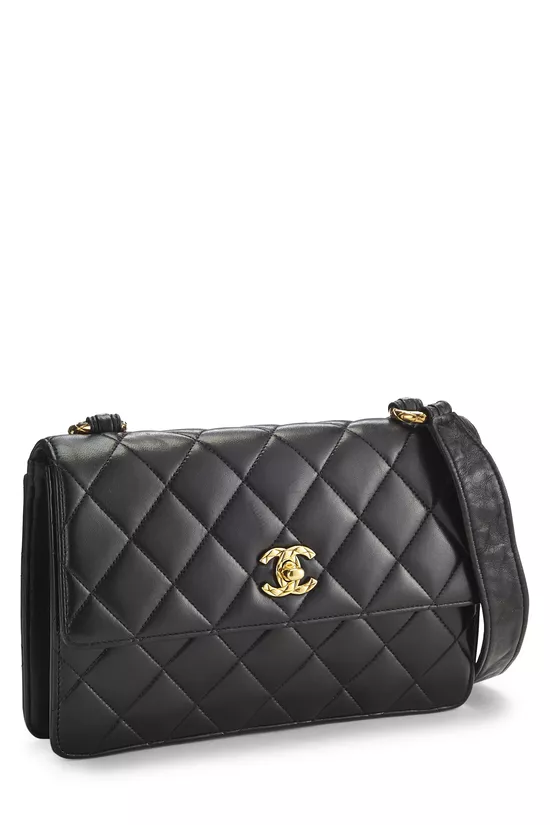 Black Quilted Lambskin Shoulder Bag, , large image number 1