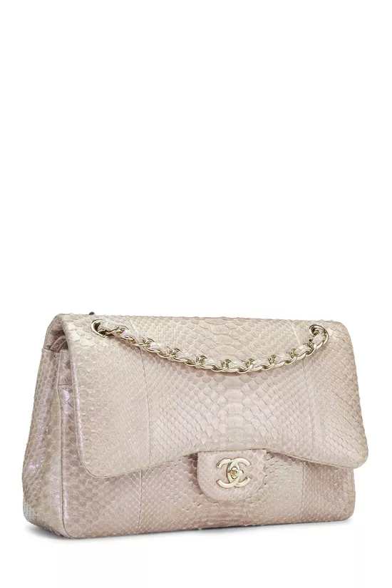 Iridescent Pink Python Classic Double Flap Jumbo, , large image number 1