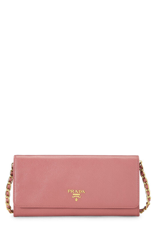 Pink Saffiano Leather Wallet On Chain (WOC), , large image number 0