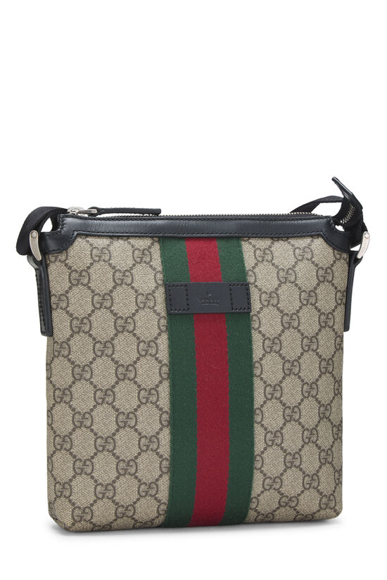 Black GG Supreme Canvas Web Flat Messenger Small, , large image number 1