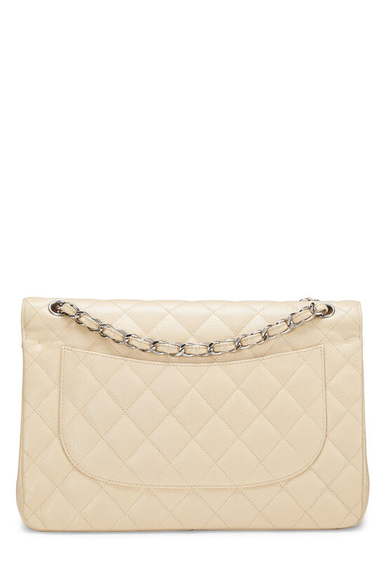 Beige Quilted Caviar New Classic Double Flap Jumbo, , large image number 3