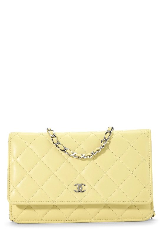 Yellow Lambskin Classic Quilted Wallet on Chain (WOC), , large image number 0