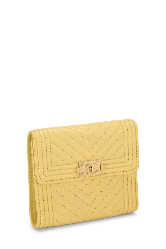 Yellow Chevron Caviar Boy Compact Wallet, , large image number 1