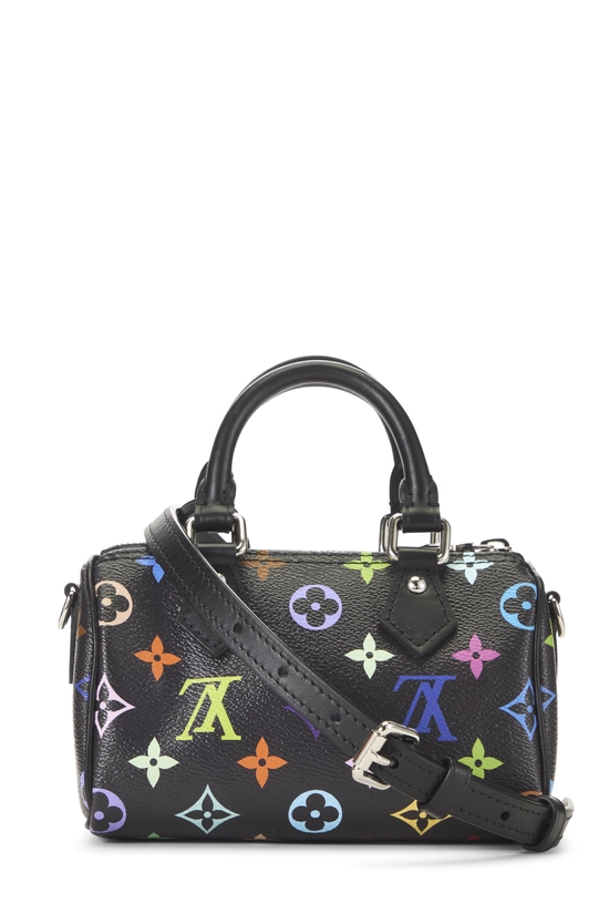 Takashi Murakami x Louis Vuitton Black Monogram Multicolore Speedy Bandouliere Nano, , large image number 3
