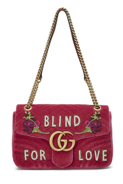 Pink Velvet GG Marmont Matelass&eacute; Shoulder Bag