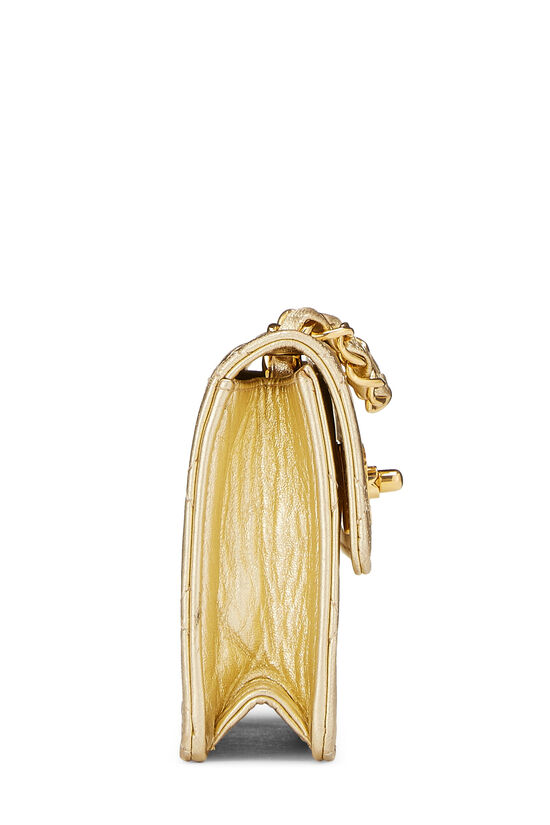 Chanel Metallic Gold Quilted Lambskin Half Flap Micro  