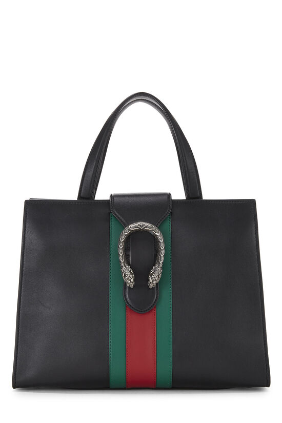 Black Leather Web Dionysus Tote, , large image number 0