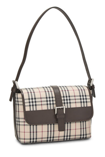 Brown House Check Jacquard Buckle Shoulder Bag Small, , large