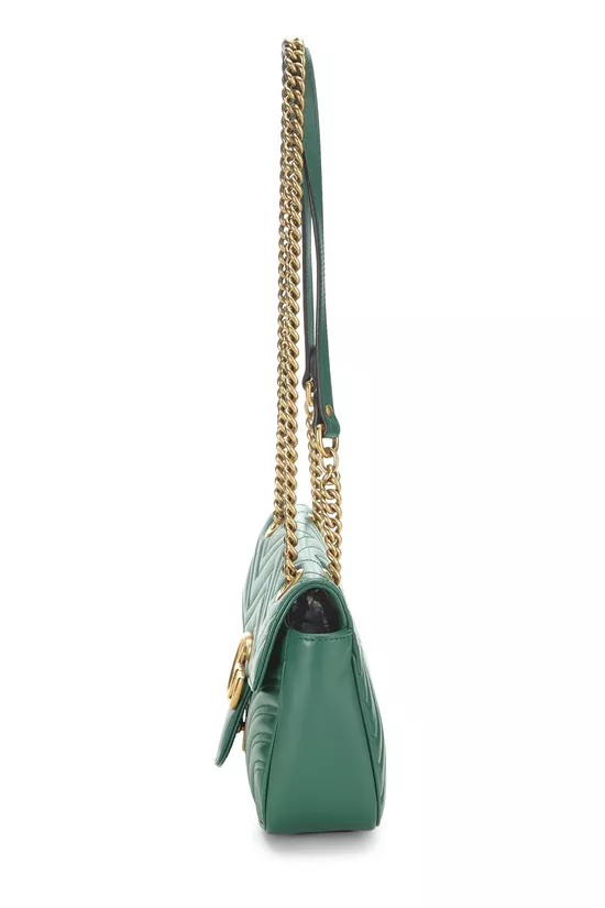 Green Leather GG Marmont Shoulder Bag Small, , large image number 2