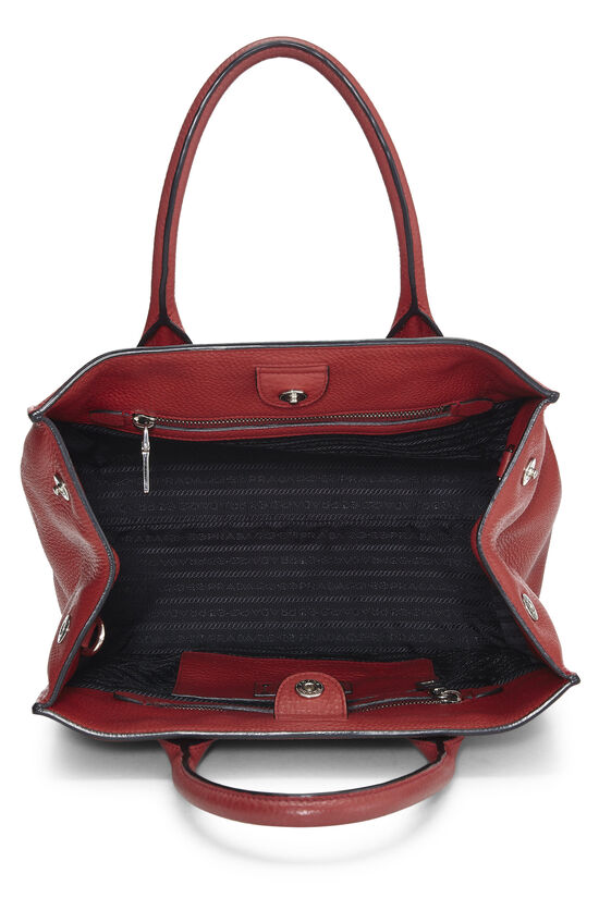 Red Vitello Daino Convertible Handbag, , large image number 6
