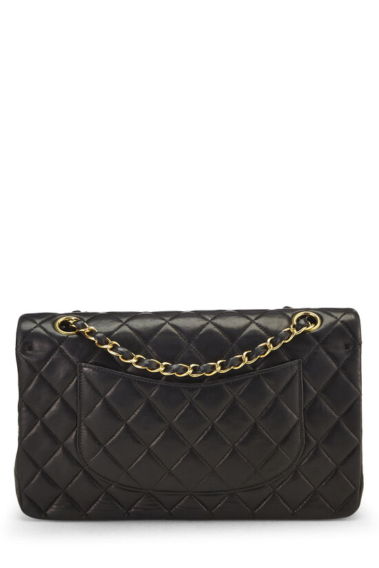Black Quilted Lambskin Classic Double Flap Small