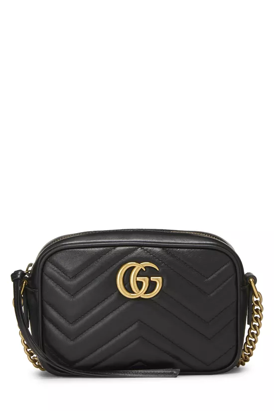 Black Leather GG Marmont Crossbody Mini, , large image number 0