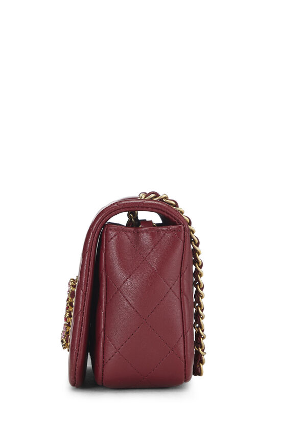 Burgundy Quilted Lambskin Crystal Flap Bag Mini, , large image number 2