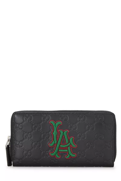 Black Guccissima LA Dodgers Zip Wallet