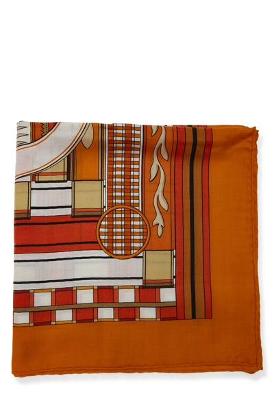 Orange & Multicolor 'Voltes et Pirouettes' Scarf 140, , large