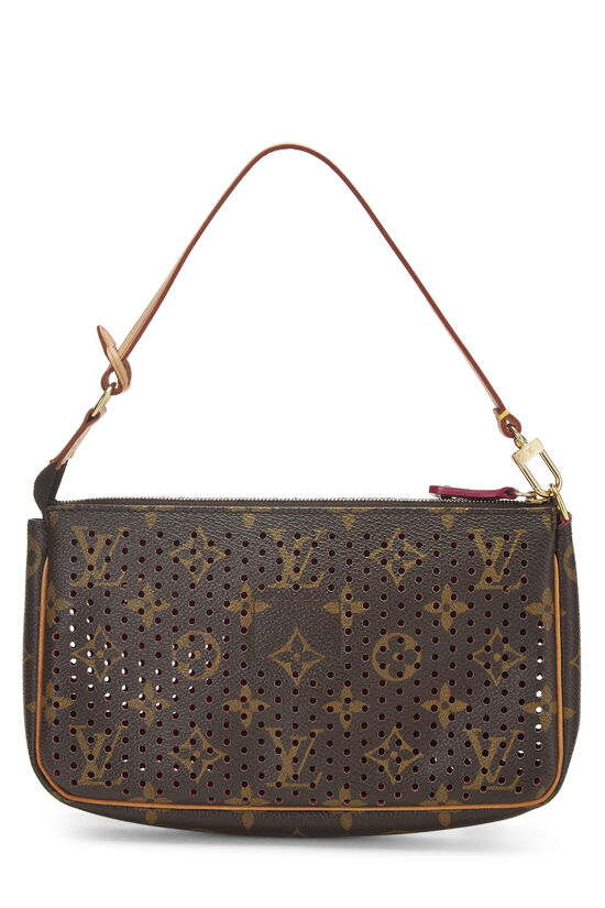 Louis+Vuitton+Pochette+Accessoires+Pouch+Small+Brown+Fuchsia+Canvas+Leather  for sale online
