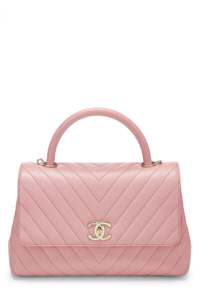 Pink Chevron Caviar Coco Handle Bag