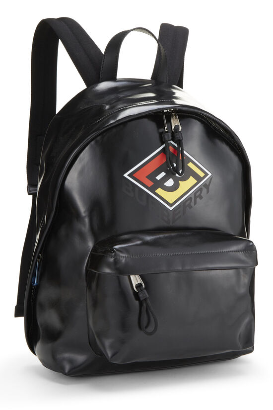 Black Coated Canvas 'TB' Logo Backpack, , large image number 1