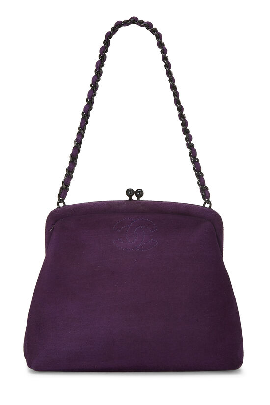 Purple Suede Kiss Lock Mini Bag