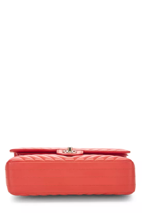 Orange Chevron Lambskin Classic Double Flap Medium, , large image number 4