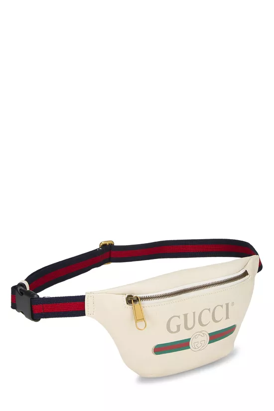 White Leather Logo Printed Belt Bag Small, , large image number 1