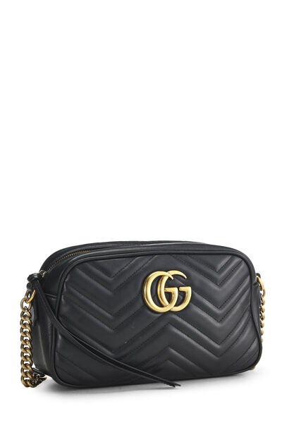 Black Leather GG Marmont Crossbody Small, , large