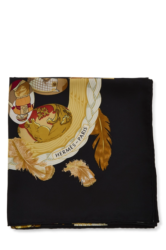 Black & Multicolor 'Couvee d&rsquo;Hermes' Silk Scarf 90, , large image number 1