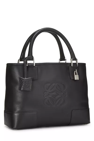 Black Calfskin Leather Fusta 30 Tote, , large