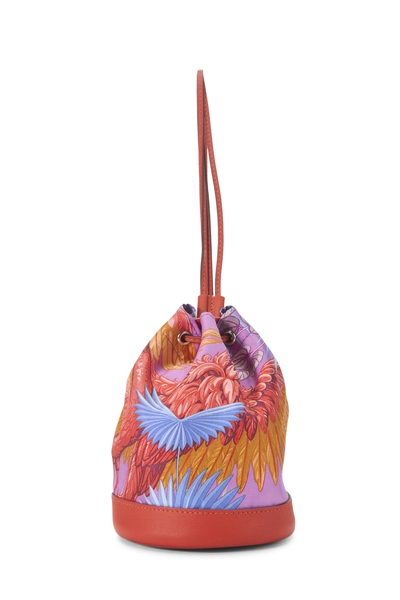 Hermès Red & Multicolor Silk 'Flamingo Party' Soie-Cool 22