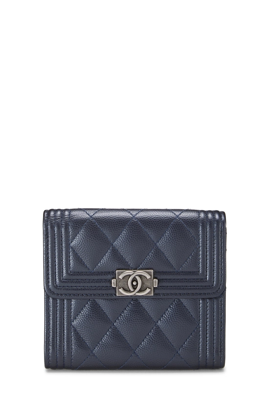 Navy Caviar Boy Compact Wallet, , large image number 0