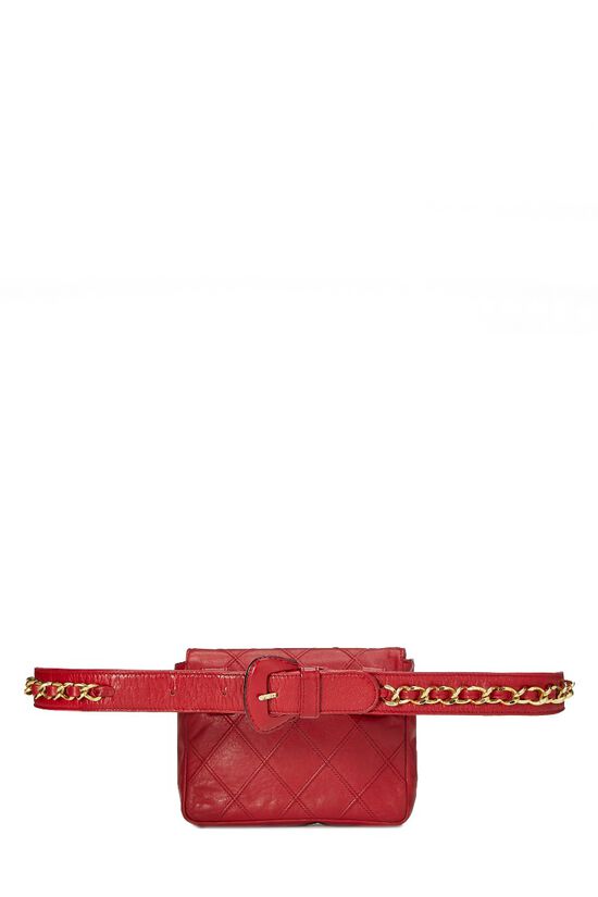 Red Quilted Lambskin Belt Bag, , large image number 3