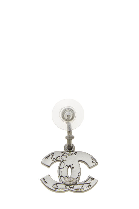 Black & Gunmetal 'CC' Globe Dangle Earrings, , large image number 1