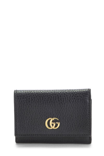 Black Leather French Compact Zip Wallet
