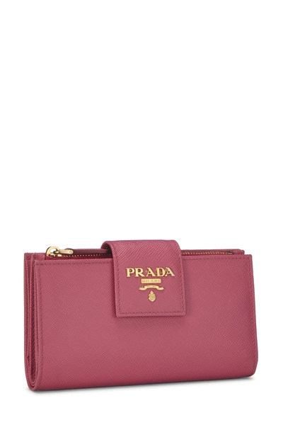 Pink Saffiano Compact Wallet, , large