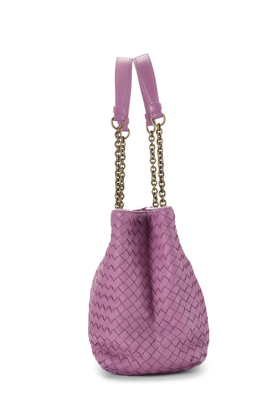 Purple Intrecciato Leather Chain Tote Medium, , large image number 2