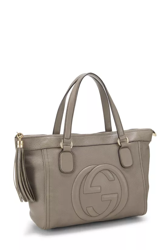 Grey Leather Soho Zip Tote, , large image number 1