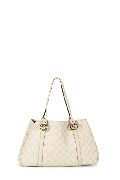 Gucci Cream Guccissima GG Twins Tote
