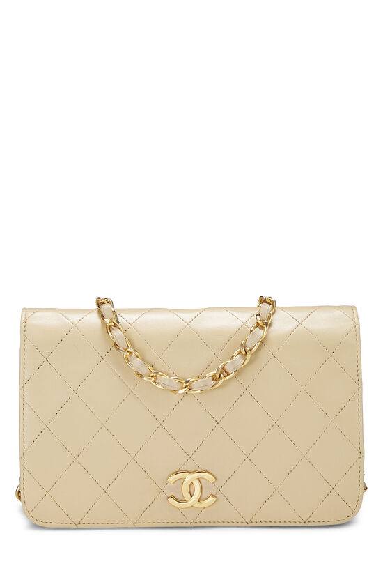 Beige Quilted Lambskin Full Flap Mini, , large image number 1