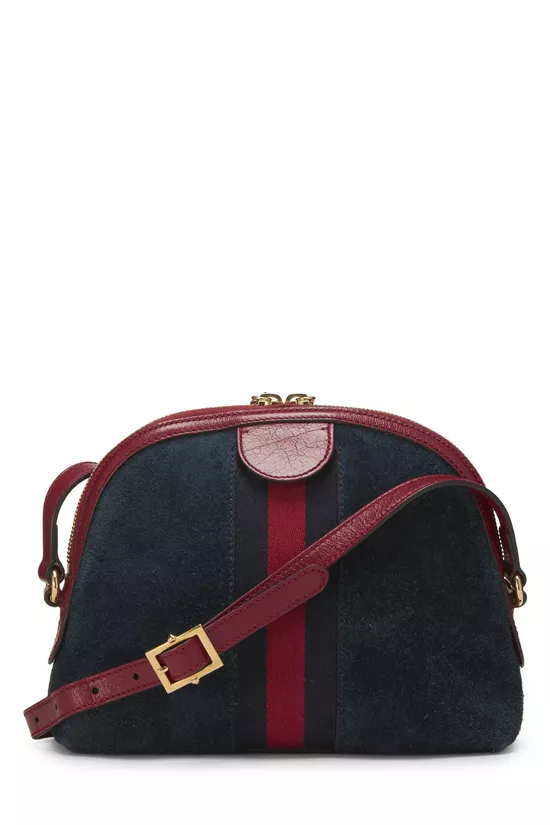 Navy Suede Ophidia Shoulder Bag Small, , large image number 3