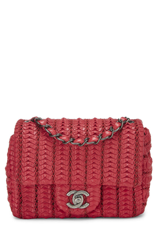 CHANEL Caviar Quilted Mini Rectangular Flap Red 216167