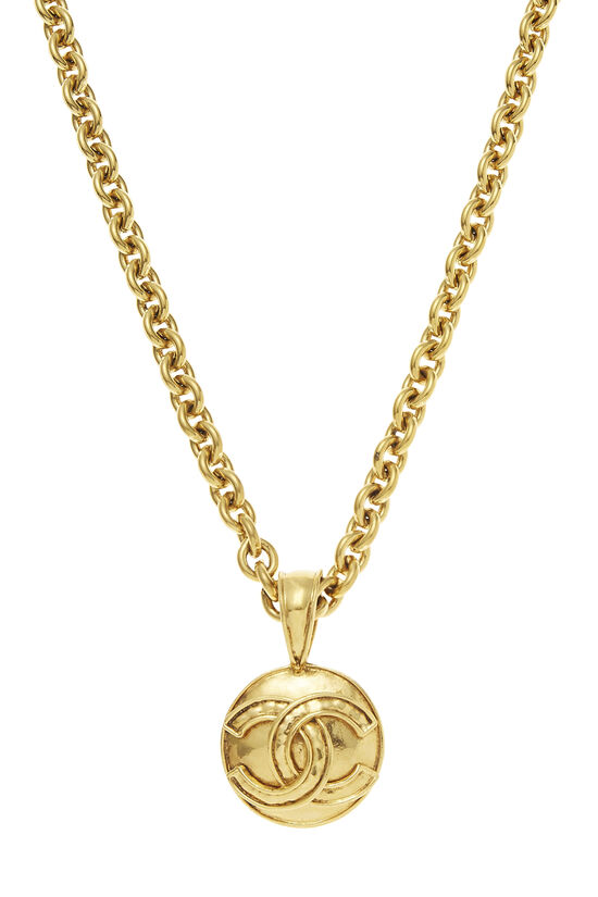 Gold Round 'CC' Necklace, , large image number 1