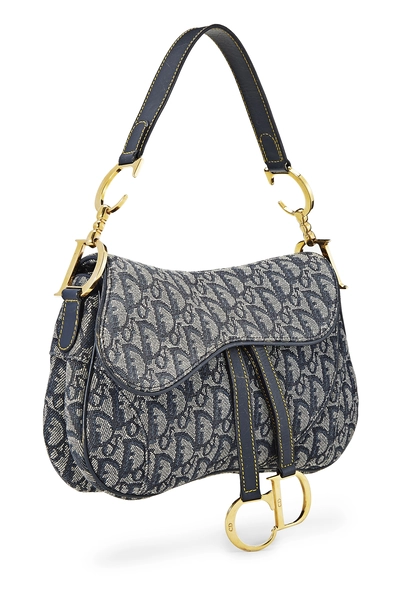 Navy Trotter Canvas Double Saddle Bag, , large