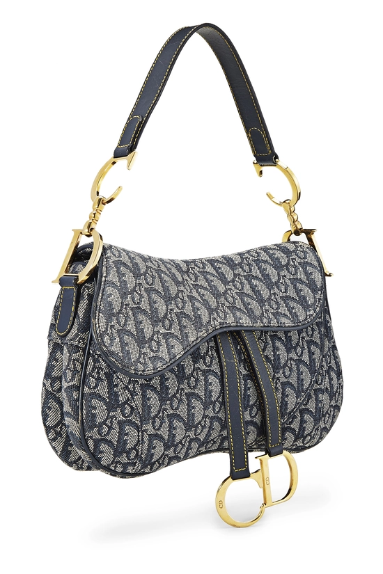 Navy Trotter Canvas Double Saddle Bag, , large image number 1