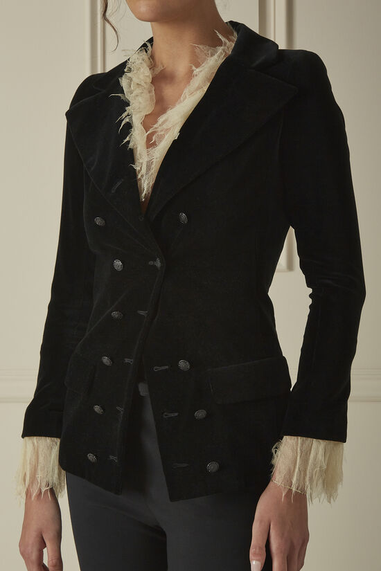 Black Velvet Double-Breasted Jacket, , large image number 2