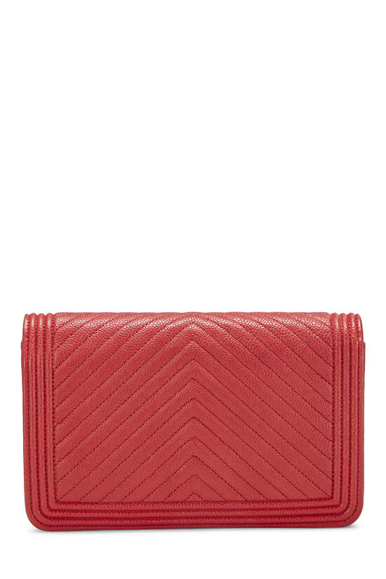 Red Quilted Chevron Caviar Boy Wallet on Chain (WOC), , large image number 5