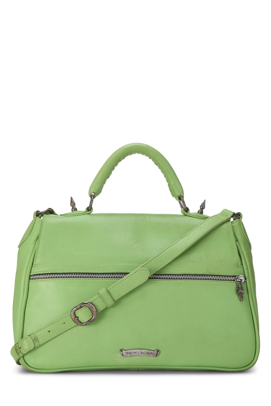 Green Leather Spike Top Handle Bag, , large image number 3