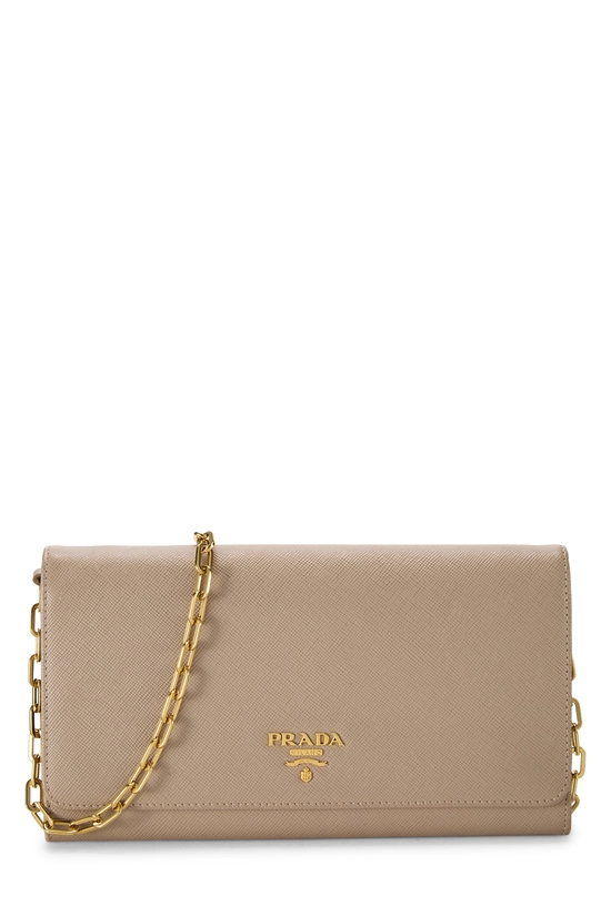 Beige Saffiano Leather Wallet On Chain (WOC), , large image number 0