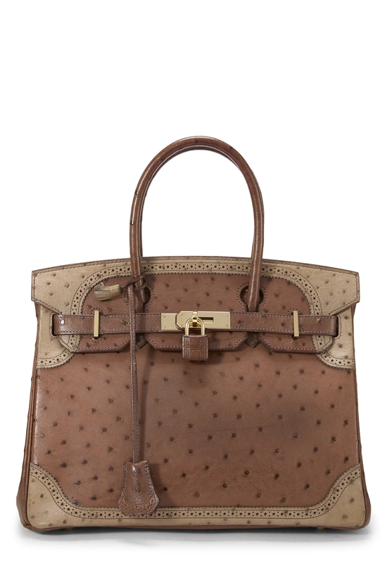 Mousse, Marron Fonce, Etrusque Ostrich Birkin 35, , large image number 0